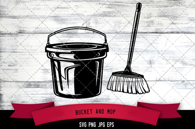 Bucket and Mop SVG, Cleaning SVG SVG Loveleen Kaur 
