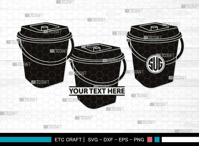 Bucket Monogram, Bucket Silhouette, Bucket SVG, Water Bucket Svg, Cleaning Bucket Svg, Bin Bucket Svg, Bucket Icon Svg, SB00517 SVG ETC Craft 