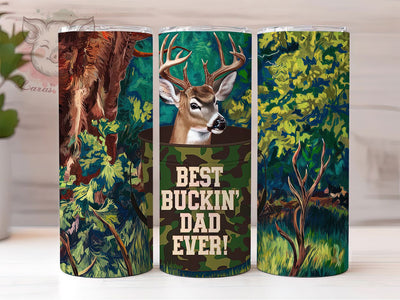 Buckin’ Funny Dad Hunting Tumbler, Buckin’ Dad Wrap, Hunting Dad Tumbler, 20oz Father’s Day Tumbler, Rustic Dad Design, Deer Hunting Tumbler, Best Dad Ever Sublimation Sublimation Lara' s Designs 