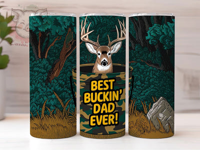Buckin’ Funny Dad Hunting Tumbler, Buckin’ Dad Wrap, Hunting Dad Tumbler, 20oz Father’s Day Tumbler, Rustic Dad Design, Deer Hunting Tumbler, Best Dad Ever Sublimation Sublimation Lara' s Designs 