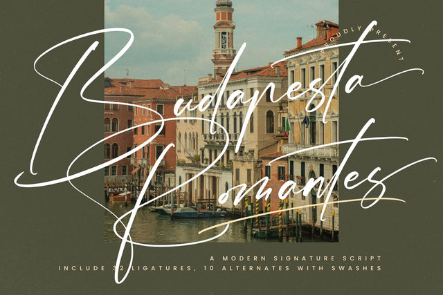 Budapesta Romantes - Modern Signature Script Font Letterena Studios 