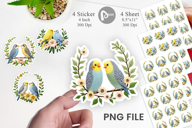 Budgerigar Embroidery Sticker Sublimation artnoy 