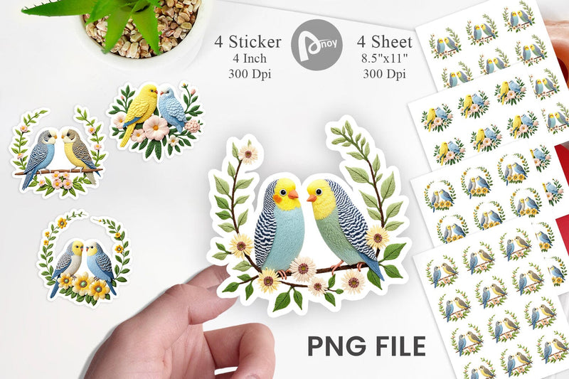 Budgerigar Embroidery Sticker Sublimation artnoy 
