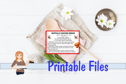 Buffalo Chicken Dip and Buffalo Wings Recipe Cards 3D Paper Family Creations 