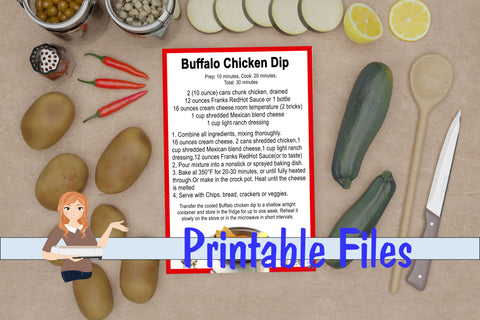 Buffalo Chicken Dip and Buffalo Wings Recipe Cards 3D Paper Family Creations 