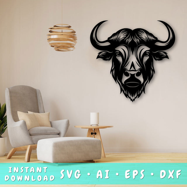 Buffalo Laser SVG Cut File, Buffalo Glowforge File, Buffalo DXF, Buffalo Wall Art SVG SVG HappyDesignStudio 