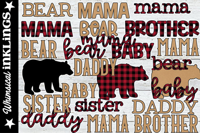 Buffalo Plaid Bear Family Sublimation Set Sublimation Whimsical Inklings 