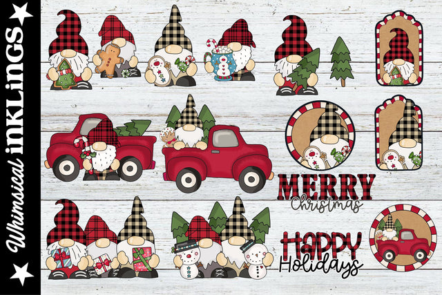 Buffalo Plaid Christmas Gnome's Sublimation Set Sublimation Whimsical Inklings 