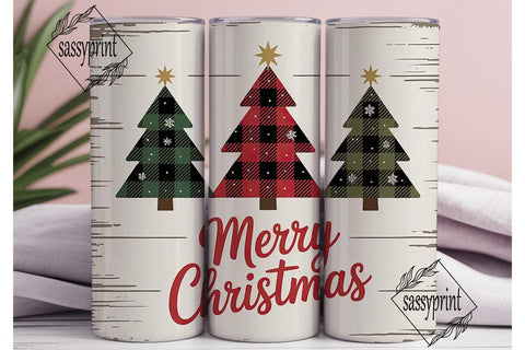 Buffalo Plaid Christmas Tree Tumbler Sublimation sassyprint 