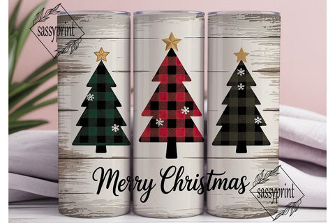 Buffalo Plaid Christmas Tree Tumbler Sublimation sassyprint 