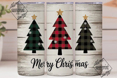 Buffalo Plaid Christmas Tree Tumbler Sublimation sassyprint 