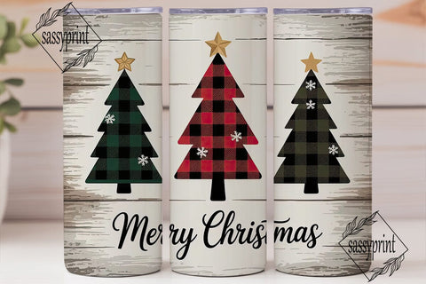Buffalo Plaid Christmas Tree Tumbler Sublimation sassyprint 