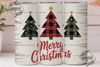 Buffalo Plaid Christmas Tree Tumbler Sublimation sassyprint 