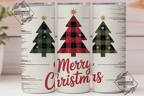 Buffalo Plaid Christmas Tree Tumbler Sublimation sassyprint 