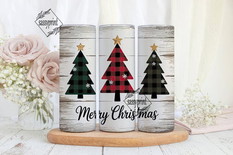 Buffalo Plaid Christmas Tree Tumbler Sublimation sassyprint 