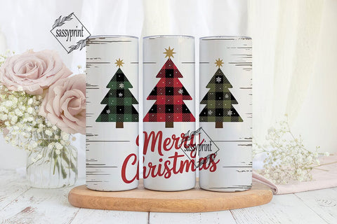 Buffalo Plaid Christmas Tree Tumbler Sublimation sassyprint 