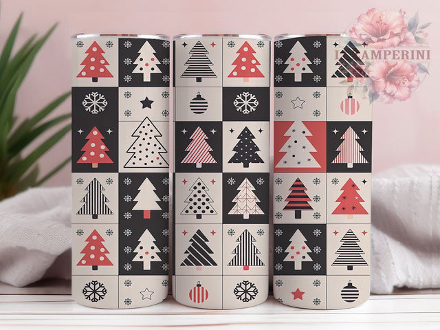 Buffalo Plaid Christmas Trees Tumbler, Red Plaid Tumbler, 20Oz Sublimation, Christmas Tree Printable, Holiday Plaid Design, Festive Tree Wrap, Winter Plaid Art Sublimation Li Zamperini 