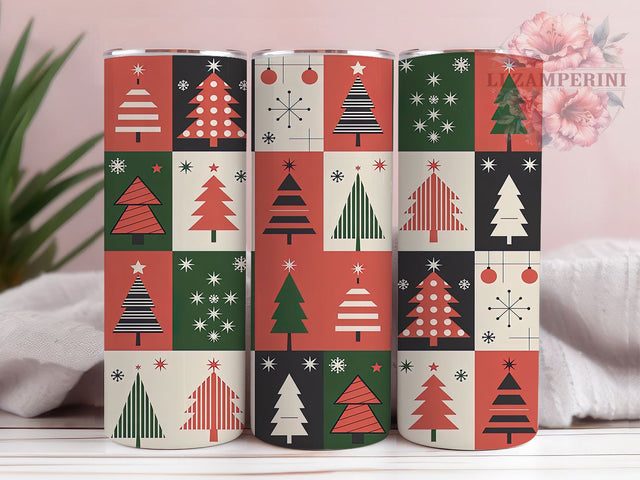Buffalo Plaid Christmas Trees Tumbler, Red Plaid Tumbler, 20Oz Sublimation, Christmas Tree Printable, Holiday Plaid Design, Festive Tree Wrap, Winter Plaid Art Sublimation Li Zamperini 