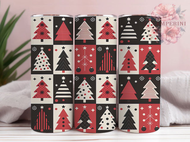 Buffalo Plaid Christmas Trees Tumbler, Red Plaid Tumbler, 20Oz Sublimation, Christmas Tree Printable, Holiday Plaid Design, Festive Tree Wrap, Winter Plaid Art Sublimation Li Zamperini 