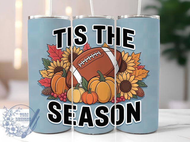 Buffalo Plaid Fall Football Tumbler Wrap, Football Fall Wrap, 20oz Sublimation, Tis The Season Cup, Autumn Plaid Mug, Fall Football Tumbler, Cozy Fall Drinkware Sublimation ToriDesigns 