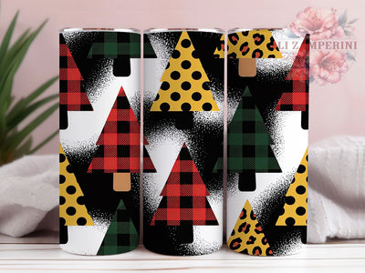 Buffalo Plaid Glitter Tree Tumbler, Glitter Tree Tumbler, 20Oz Sublimation, Red Plaid Printable, Sparkle Christmas Tree, Festive Plaid Wrap, Holiday Glitter Design Sublimation Li Zamperini 
