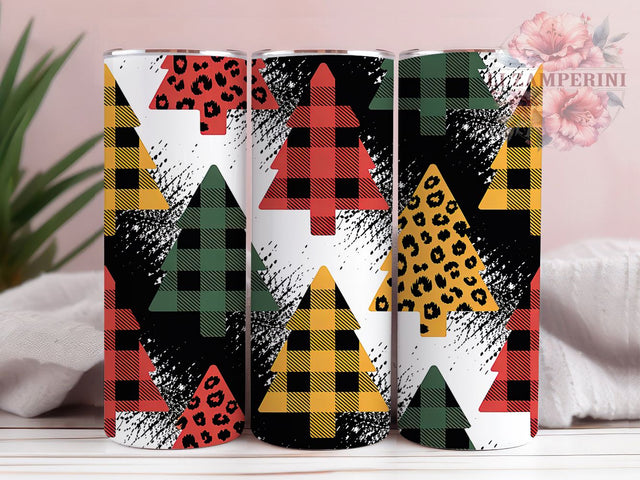 Buffalo Plaid Glitter Tree Tumbler, Glitter Tree Tumbler, 20Oz Sublimation, Red Plaid Printable, Sparkle Christmas Tree, Festive Plaid Wrap, Holiday Glitter Design Sublimation Li Zamperini 