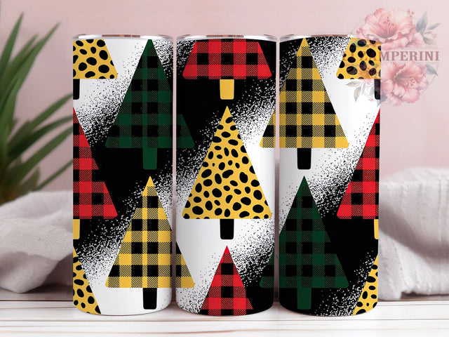 Buffalo Plaid Glitter Tree Tumbler, Glitter Tree Tumbler, 20Oz Sublimation, Red Plaid Printable, Sparkle Christmas Tree, Festive Plaid Wrap, Holiday Glitter Design Sublimation Li Zamperini 
