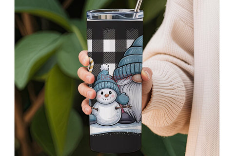 Buffalo Plaid Gnome Tumbler Wrap PNG Sublimation DesignSVG 