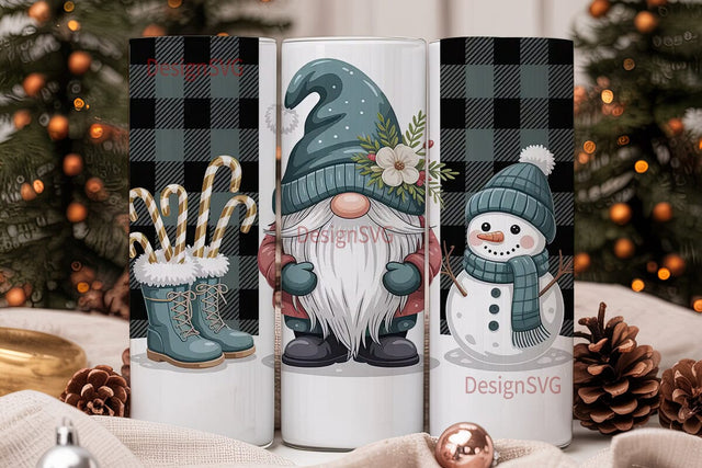 Buffalo Plaid Gnome Tumbler Wrap PNG Sublimation DesignSVG 