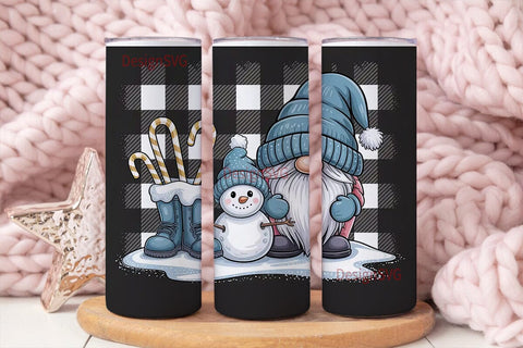 Buffalo Plaid Gnome Tumbler Wrap PNG Sublimation DesignSVG 