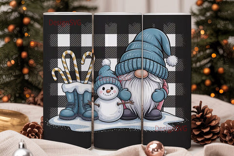 Buffalo Plaid Gnome Tumbler Wrap PNG Sublimation DesignSVG 