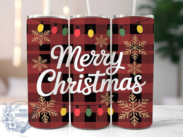 Buffalo Plaid Merry Christmas Tumbler, Merry Christmas Wrap, Red Check Sublimation Design, 20oz Holiday Tumbler, Rustic Plaid Mug, Cozy Christmas Cup, Festive Lumberjack Style Art Sublimation ToriDesigns 