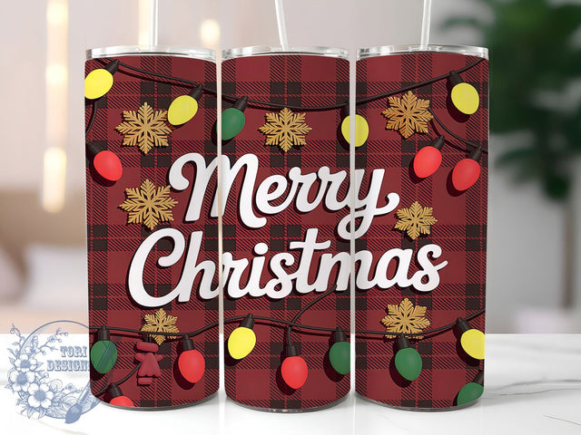 Buffalo Plaid Merry Christmas Tumbler, Merry Christmas Wrap, Red Check Sublimation Design, 20oz Holiday Tumbler, Rustic Plaid Mug, Cozy Christmas Cup, Festive Lumberjack Style Art Sublimation ToriDesigns 