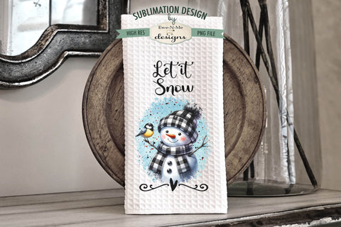 Buffalo Plaid Snowman Kitchen Towel Sublimation PNG Designs Sublimation Ewe-N-Me Designs 