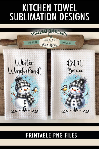 Buffalo Plaid Snowman Kitchen Towel Sublimation PNG Designs Sublimation Ewe-N-Me Designs 