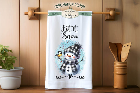 Buffalo Plaid Snowman Kitchen Towel Sublimation PNG Designs Sublimation Ewe-N-Me Designs 