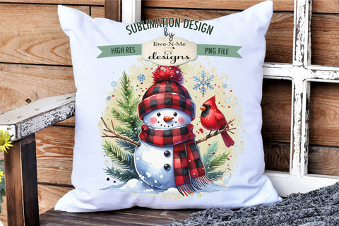 Buffalo Plaid Snowmen Sublimation Designs | Winter PNG Sublimation Ewe-N-Me Designs 