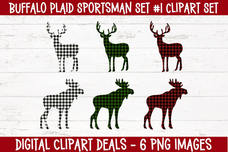 Buffalo Plaid Sportsmen Sublimation Graphics Set for Men - Hunting PNG Sublimation Digital Clipart Deals 