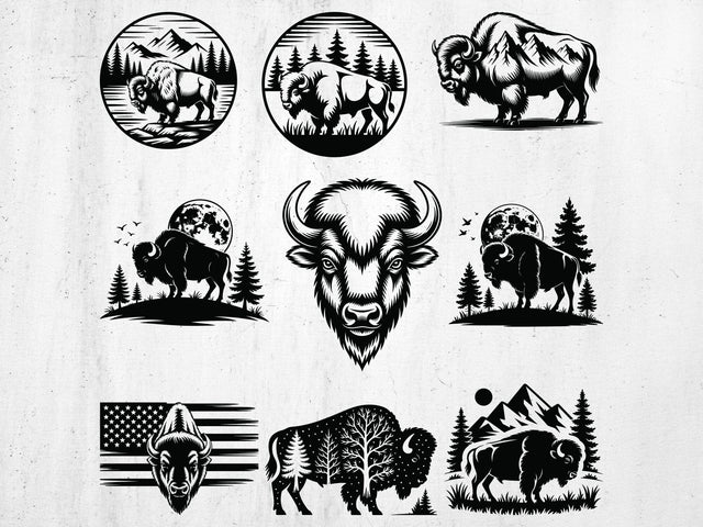 Buffalo Svg Bundle, Bison Cut Files, Bison Silhouette, Animals Svg SVG Creativeart88 