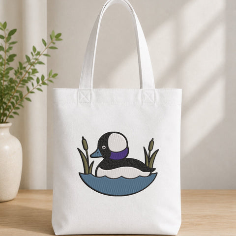 Bufflehead Duck Embroidery Design – Waterfowl Bird with Cattails Machine Embroidery File, Duck Hunting Nature Design Embroidery/Applique DESIGNS PatternFeed8 