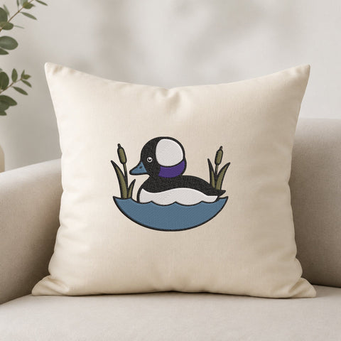 Bufflehead Duck Embroidery Design – Waterfowl Bird with Cattails Machine Embroidery File, Duck Hunting Nature Design Embroidery/Applique DESIGNS PatternFeed8 