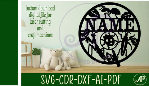 Bug insect name sign svg laser SVG APInspireddesigns 