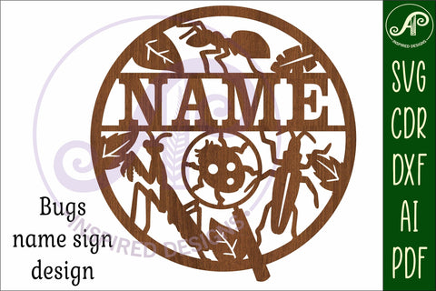 Bug insect name sign svg laser SVG APInspireddesigns 