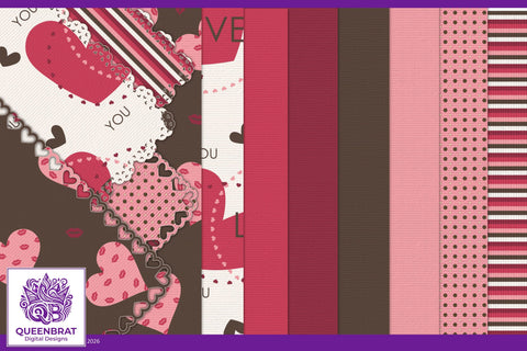 Bugs N Kisses Papers Digital Pattern QueenBrat Digital Designs 