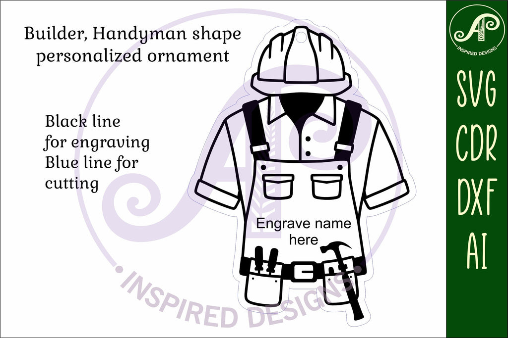 Builder, Handy man Christmas Ornament SVG laser cut - So Fontsy