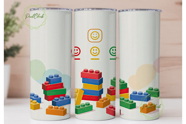 Building Blocks Fun 20oz Tumbler Wrap Sublimation PixelChick 