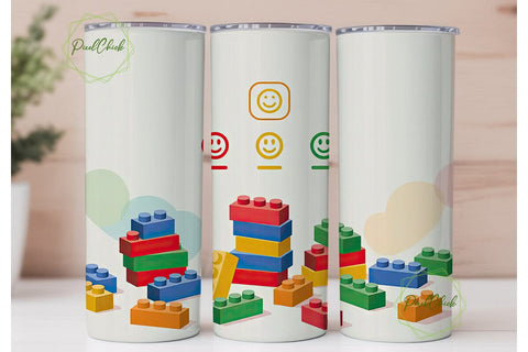 Building Blocks Fun 20oz Tumbler Wrap Sublimation PixelChick 