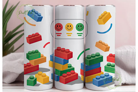 Building Blocks Fun 20oz Tumbler Wrap Sublimation PixelChick 