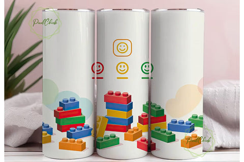 Building Blocks Fun 20oz Tumbler Wrap Sublimation PixelChick 