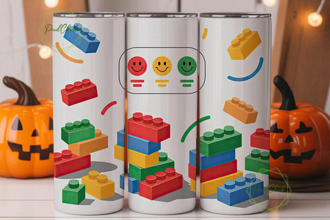 Building Blocks Fun 20oz Tumbler Wrap Sublimation PixelChick 